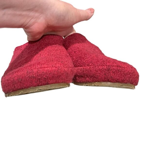 L.L. BEAN Knit Fleece Slippers Mules Women’s Size 7M Shoes Red Slip On - Picture 8 of 11